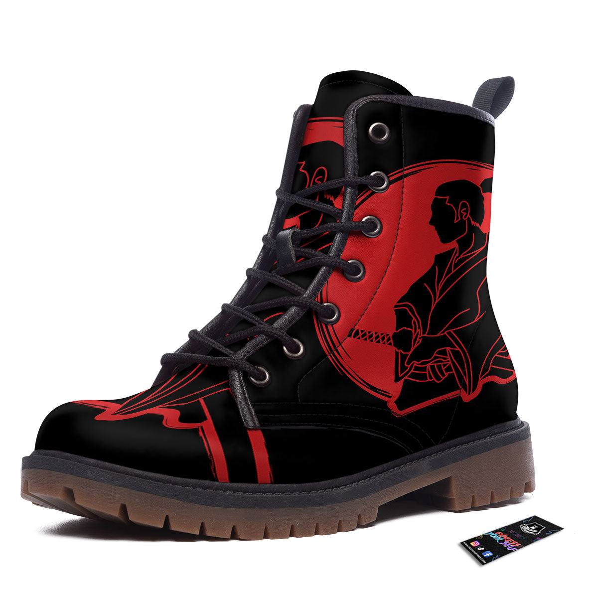 Samurai Red Sunset Print Work Boots-grizzshop