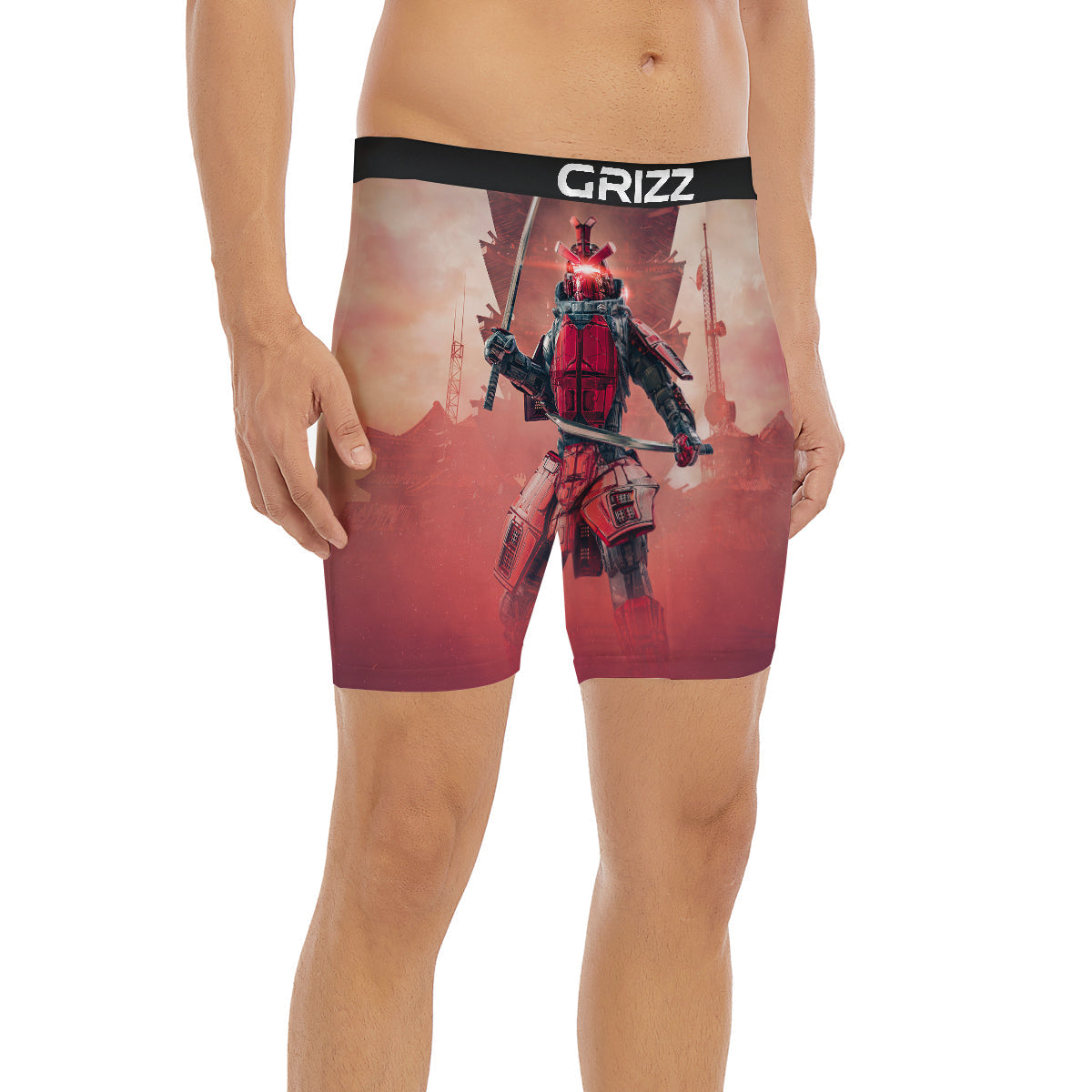 Samurai Robot Print Boxer Briefs-grizzshop