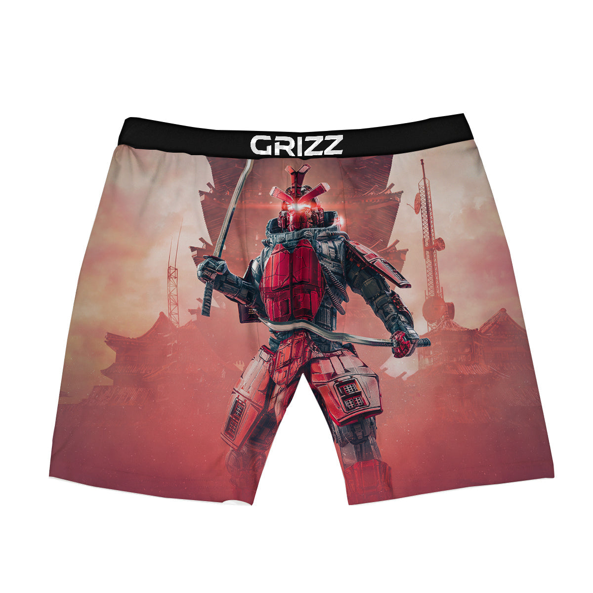 Samurai Robot Print Boxer Briefs-grizzshop
