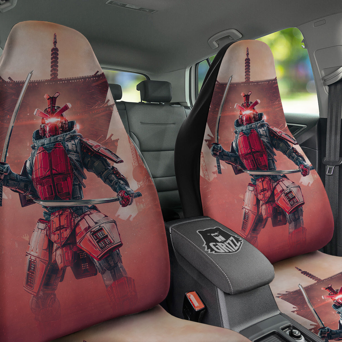 Samurai Robot Print Car Seat Covers-grizzshop