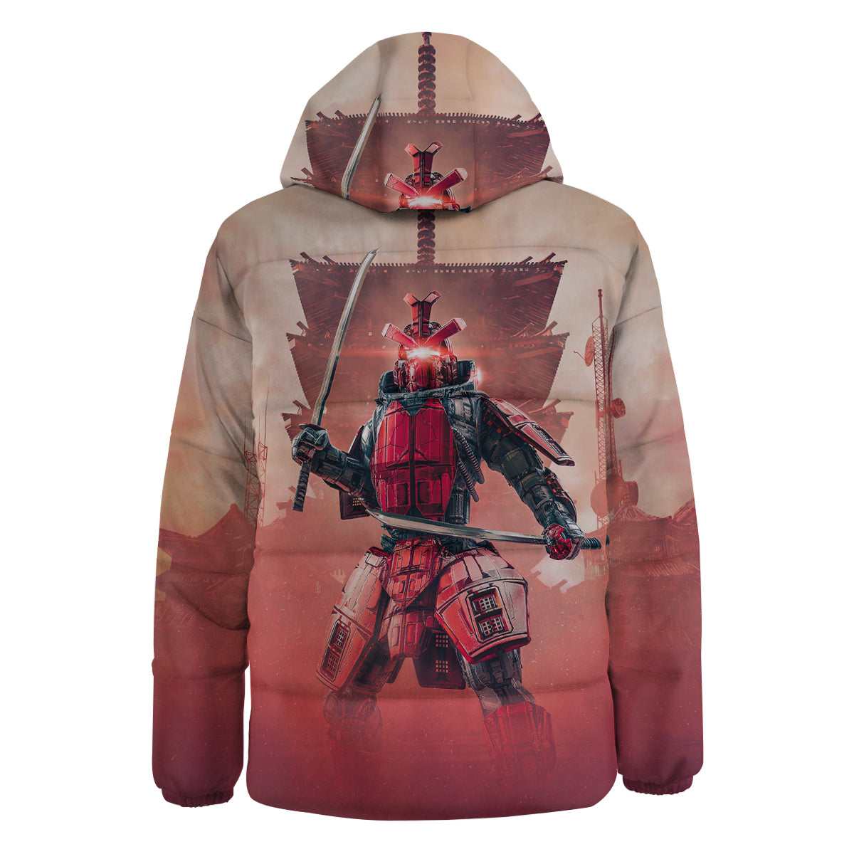 Samurai Robot Print Down Jacket-grizzshop