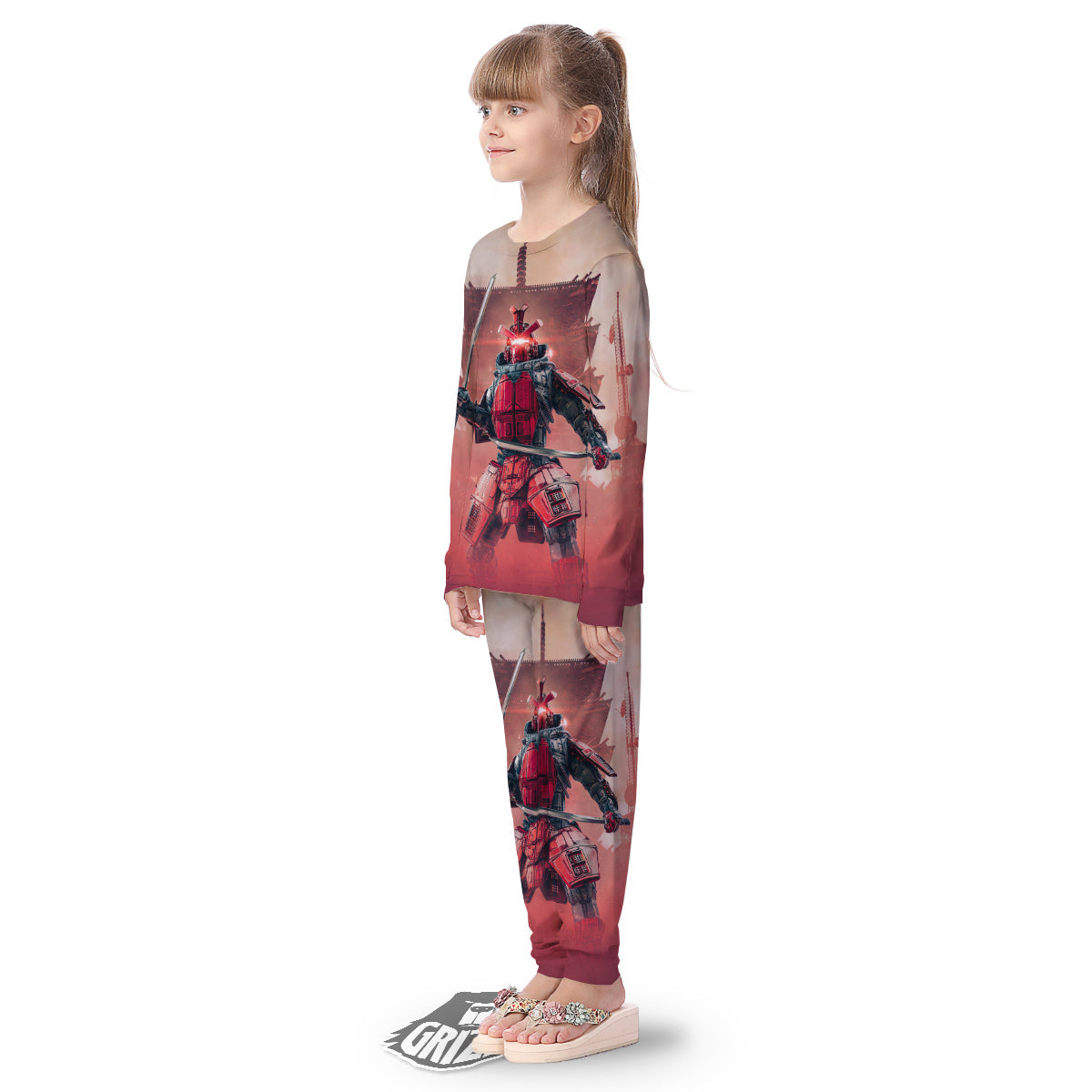 Samurai Robot Print Kid's Pajamas-grizzshop