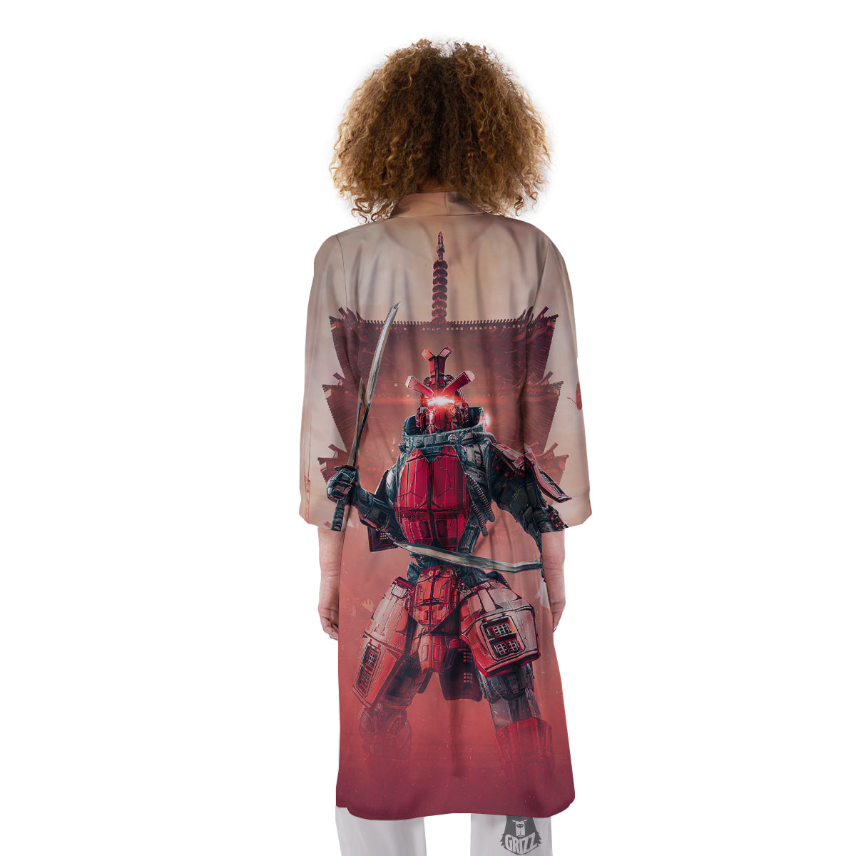 Samurai Robot Print Kimono-grizzshop