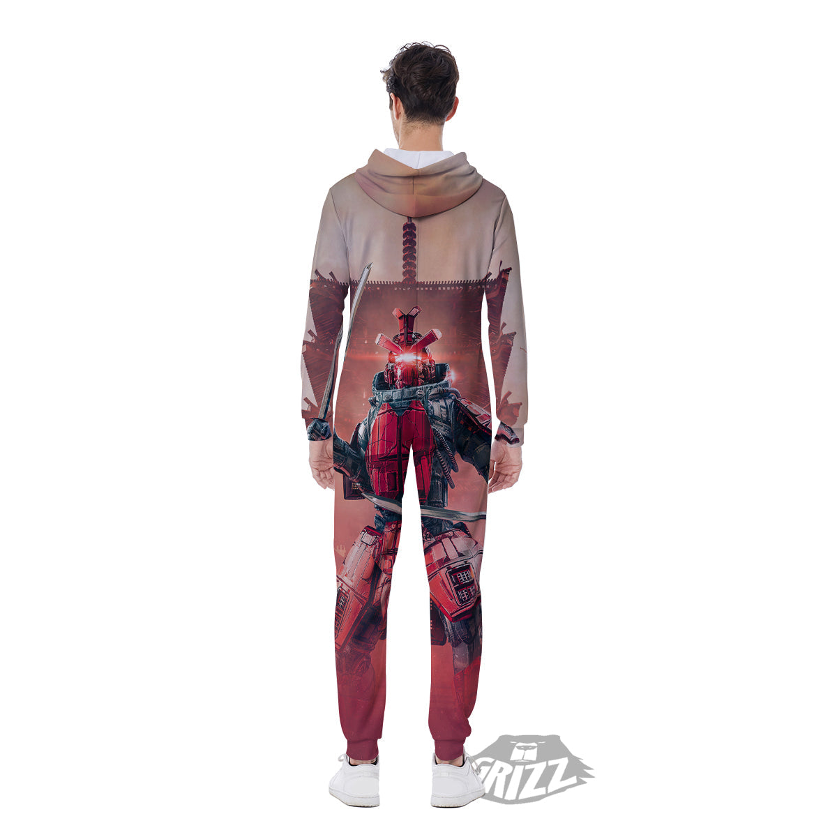 Samurai Robot Print Men's Jumpsuit-grizzshop