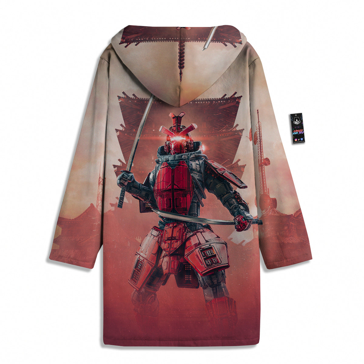Samurai Robot Print Men's Windbreaker Jacket-grizzshop