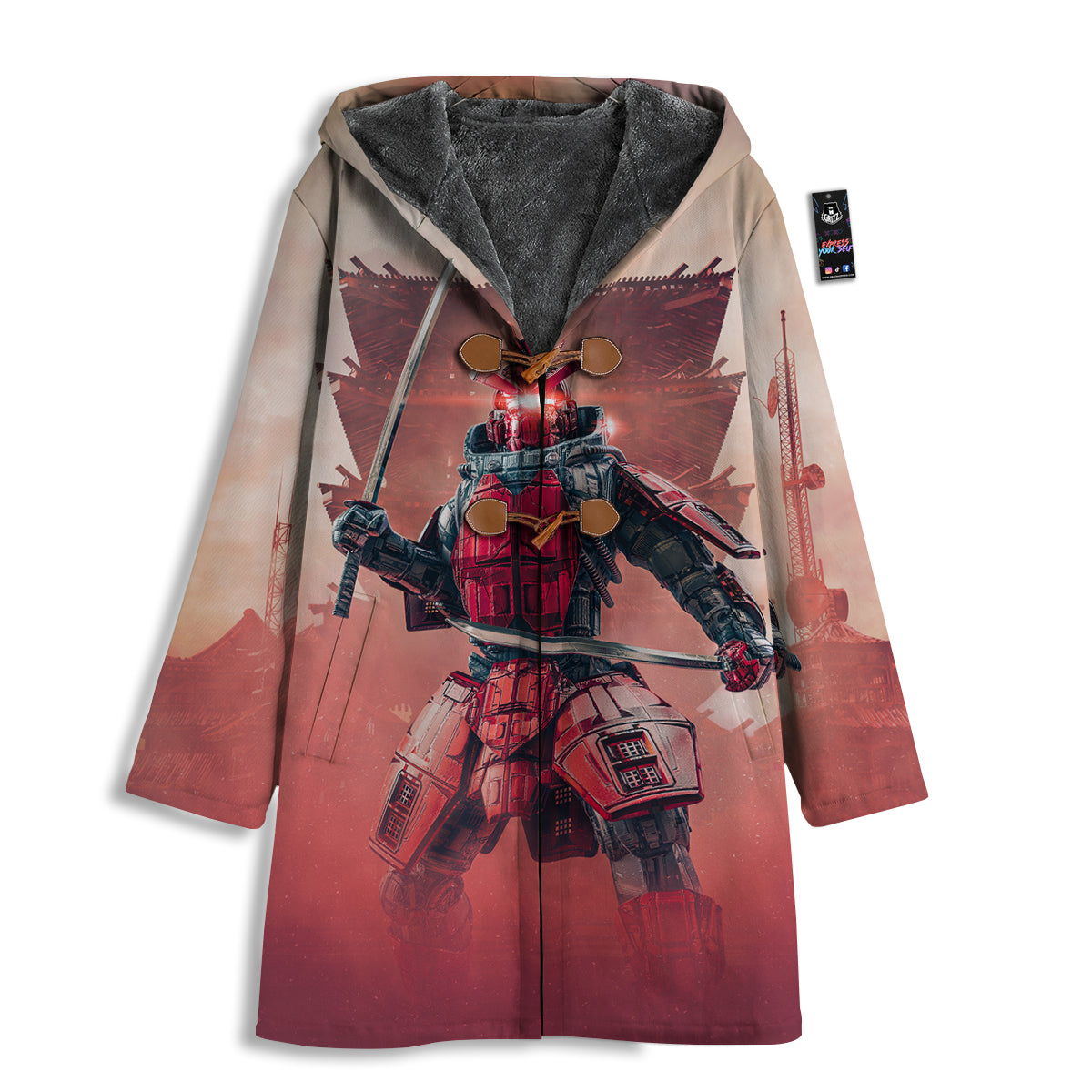 Samurai Robot Print Men's Windbreaker Jacket-grizzshop