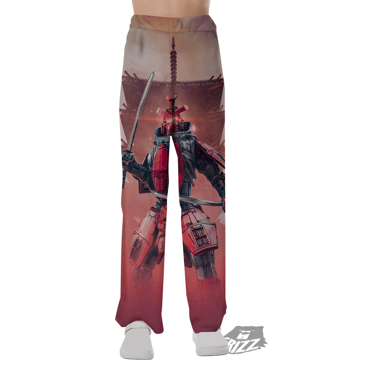 Samurai Robot Print Pajama Pants-grizzshop