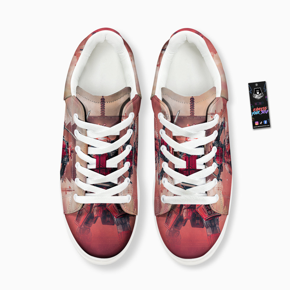 Samurai Robot Print Platform Shoes-grizzshop
