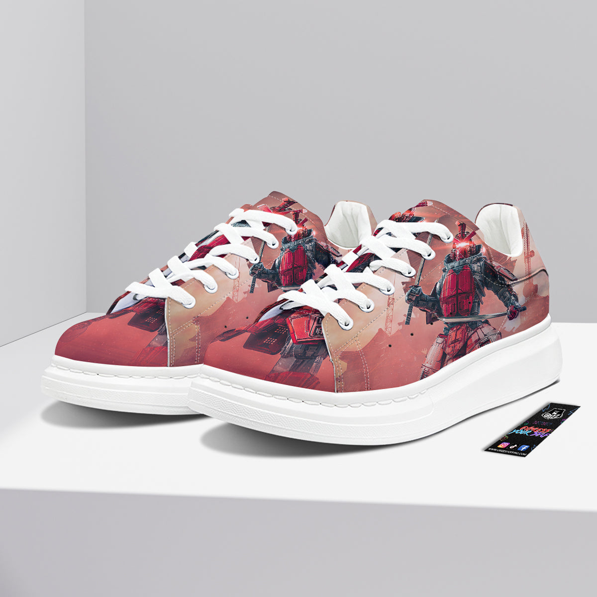 Samurai Robot Print Platform Shoes-grizzshop