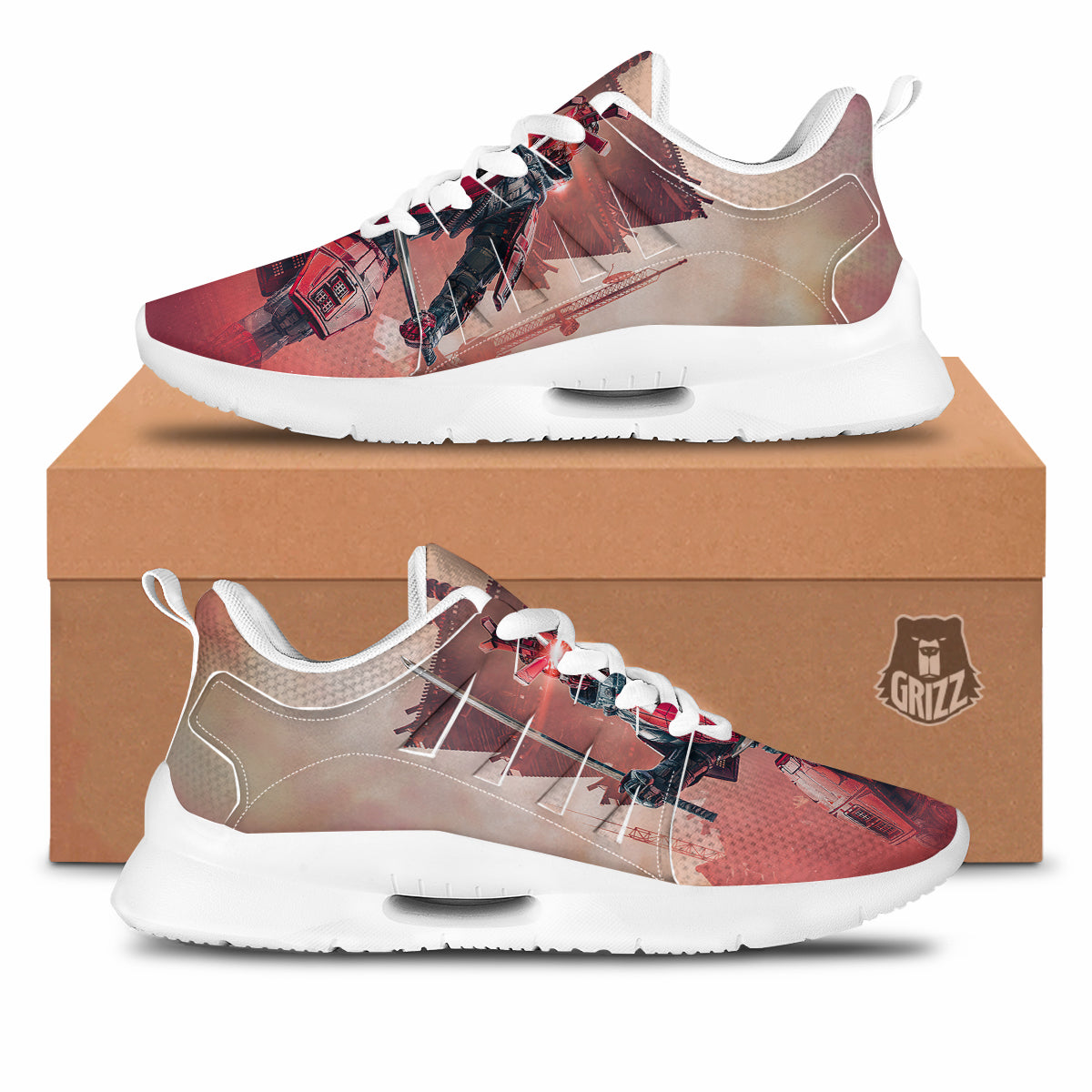 Samurai Robot Print Tennis Shoes-grizzshop