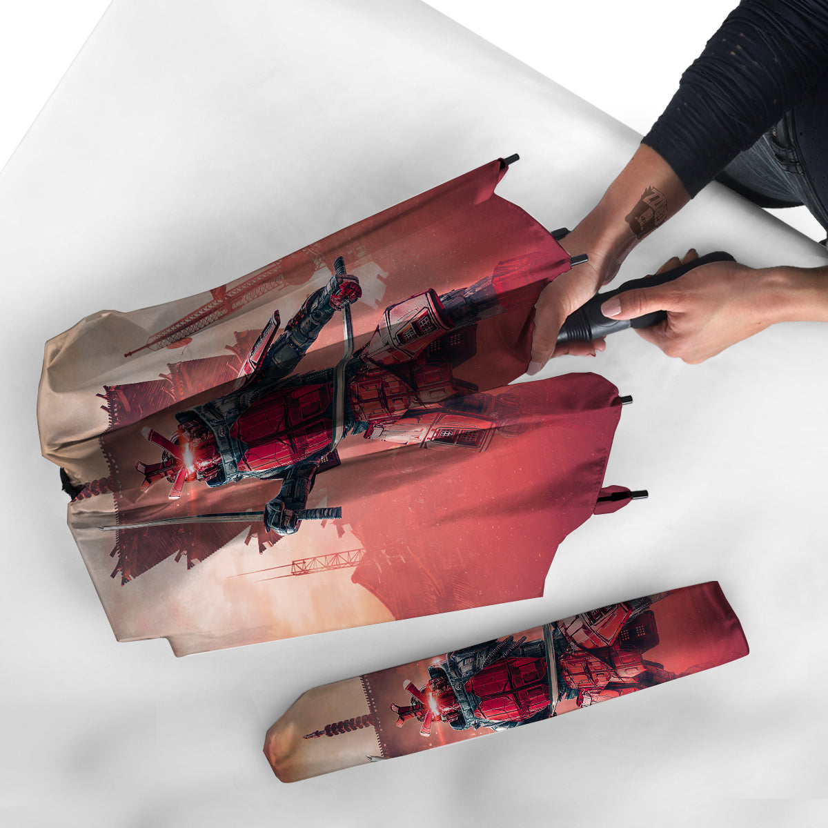 Samurai Robot Print Umbrella-grizzshop