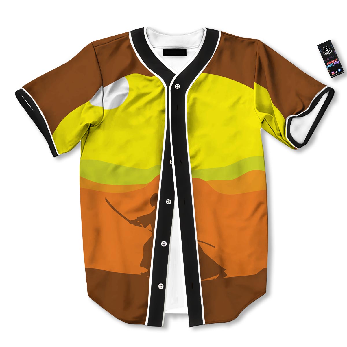 Samurai Sunset Japanese Print Baseball Jersey-grizzshop