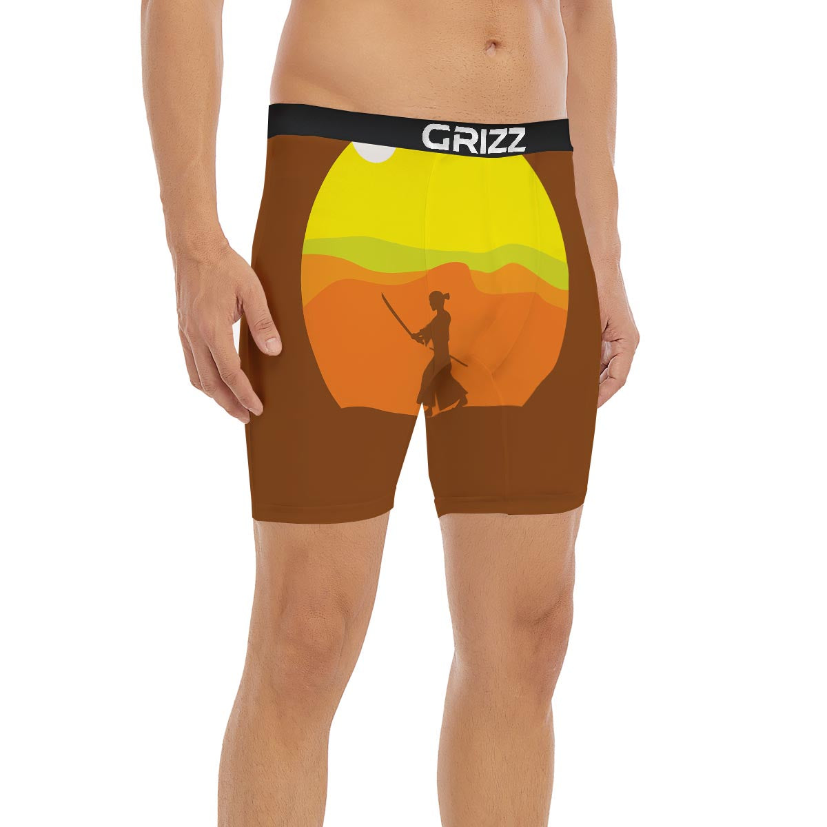 Samurai Sunset Japanese Print Boxer Briefs-grizzshop