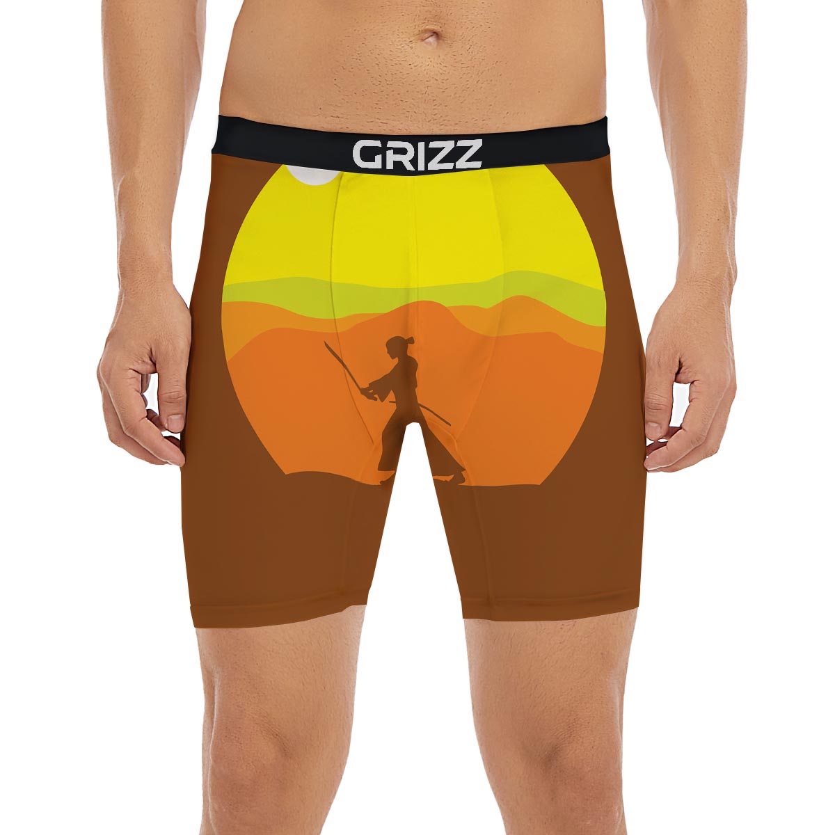 Samurai Sunset Japanese Print Boxer Briefs-grizzshop