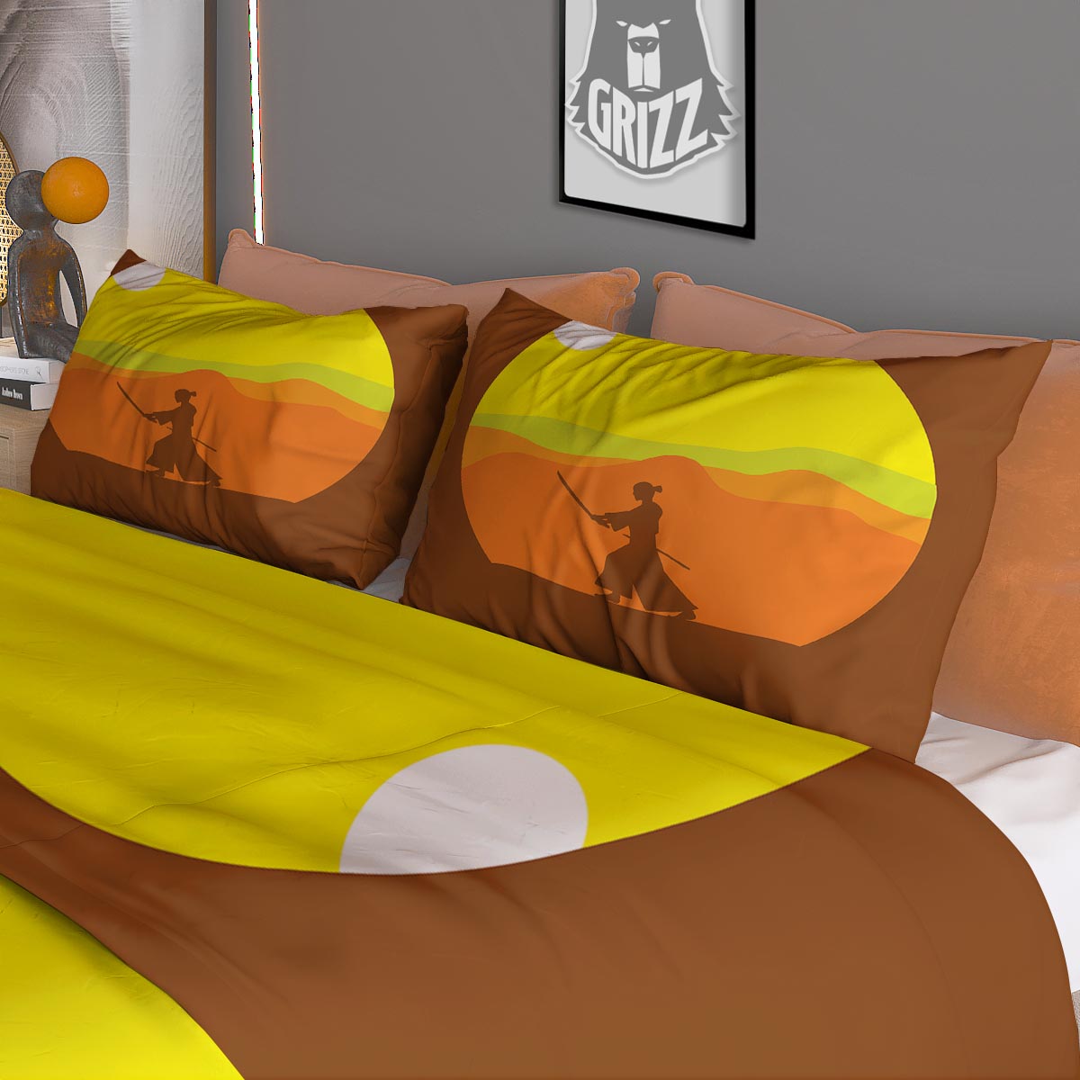 Samurai Sunset Japanese Print Duvet Cover Bedding Set