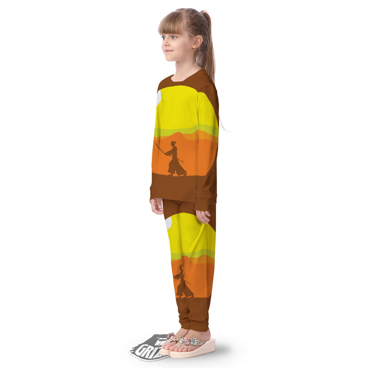 Samurai Sunset Japanese Print Kid's Pajamas-grizzshop