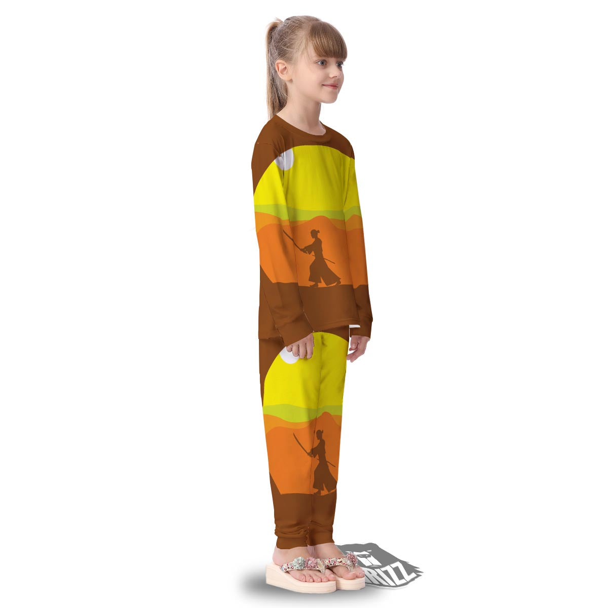 Samurai Sunset Japanese Print Kid's Pajamas-grizzshop