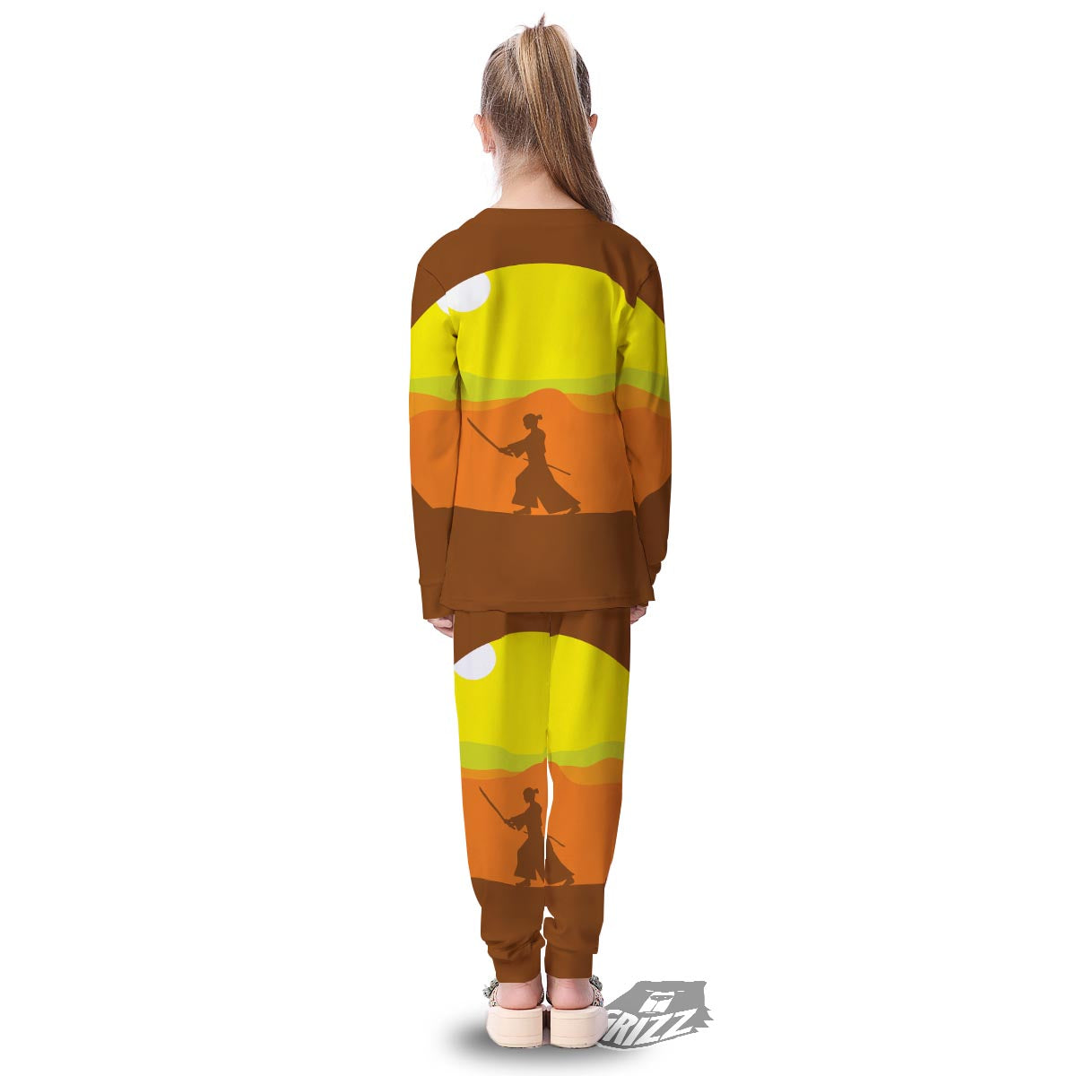 Samurai Sunset Japanese Print Kid's Pajamas-grizzshop