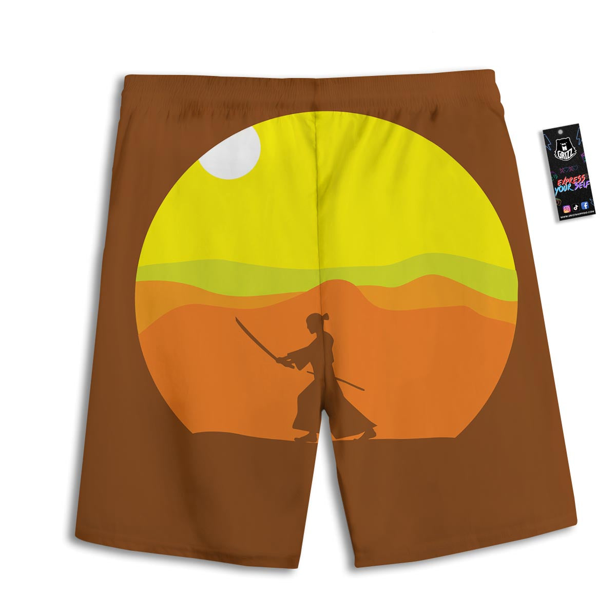 Samurai Sunset Japanese Print Men's Athletic Shorts