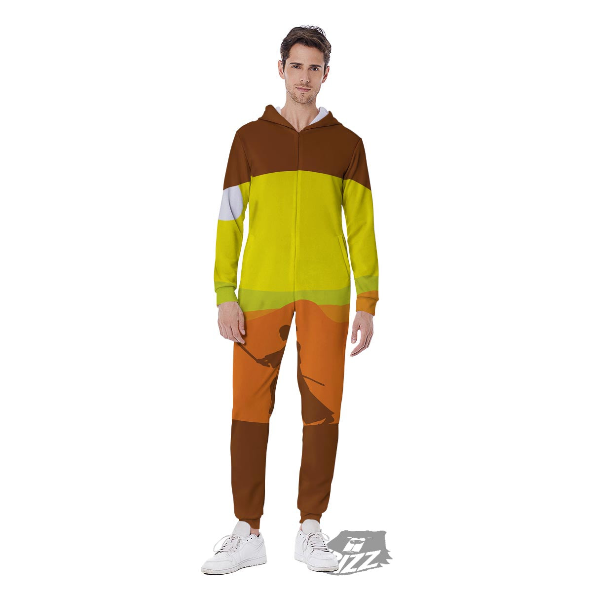 Samurai Sunset Japanese Print Men's Jumpsuit-grizzshop