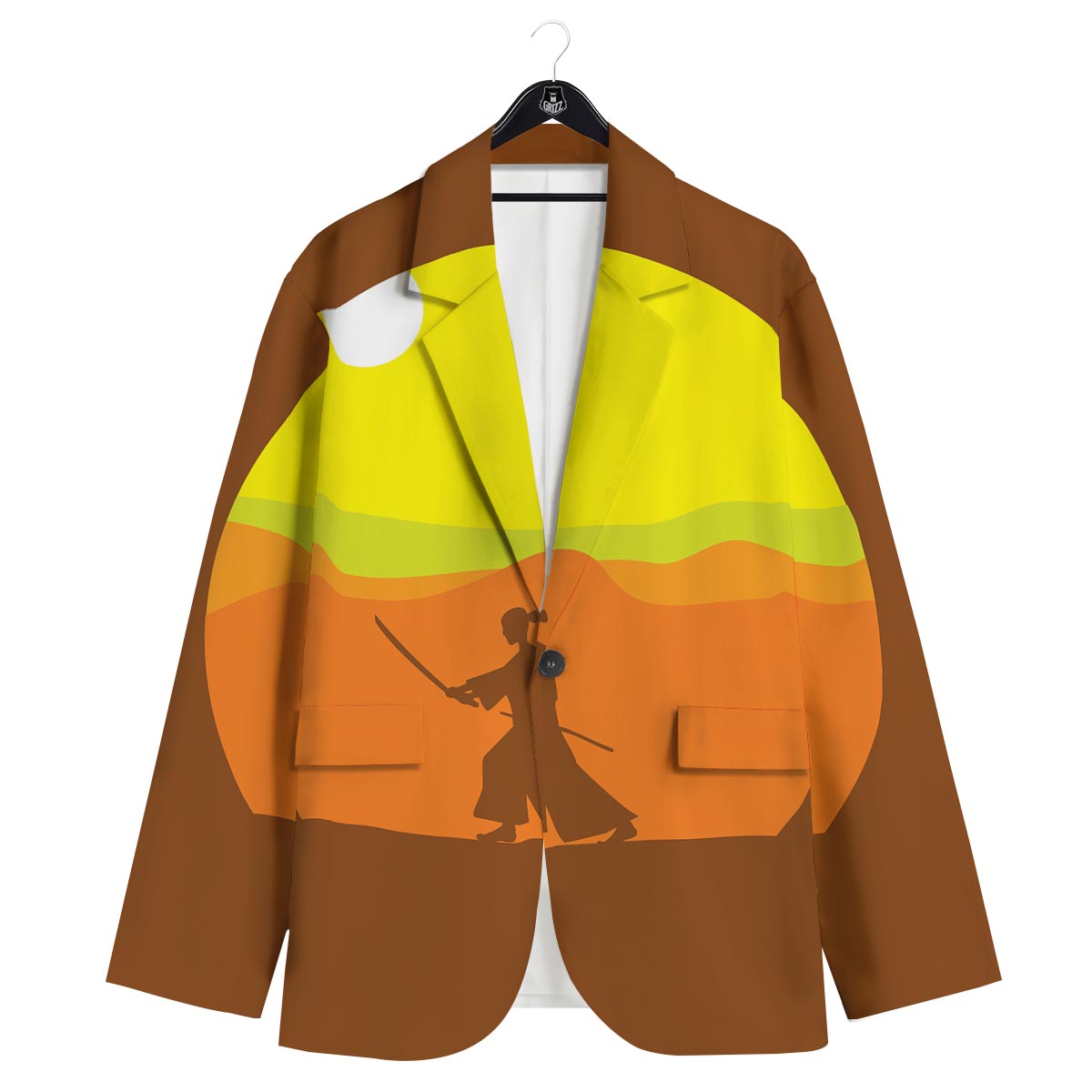 Samurai Sunset Japanese Print Men's Sport Coat-grizzshop