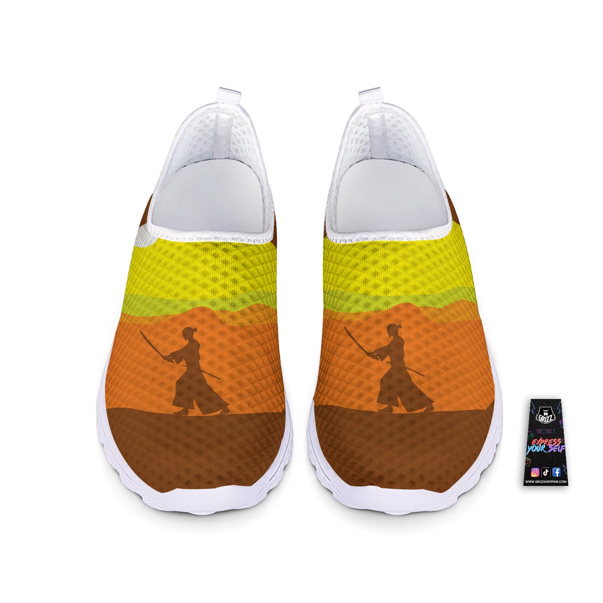 Samurai Sunset Japanese Print Nurse Shoes-grizzshop