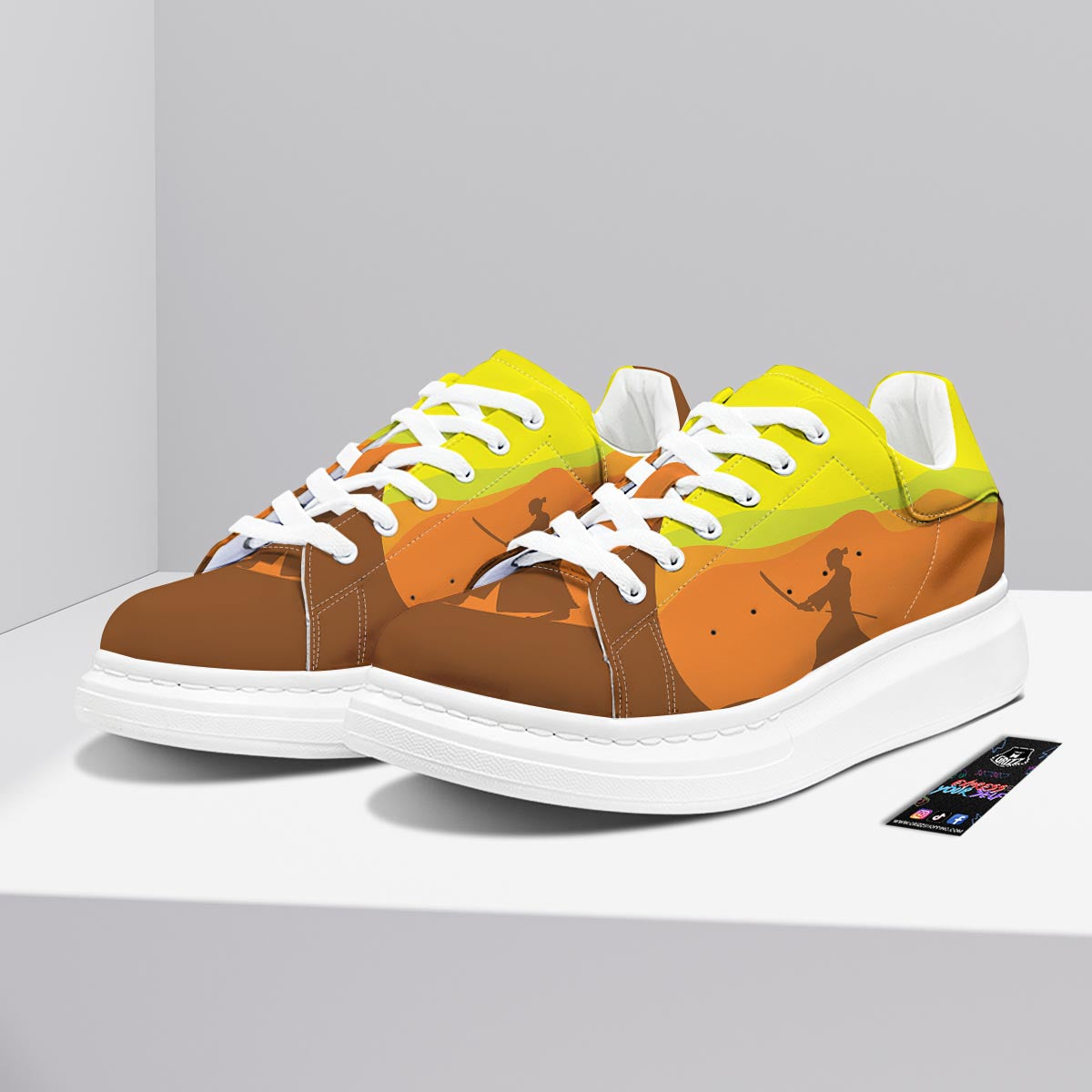 Samurai Sunset Japanese Print Platform Shoes-grizzshop