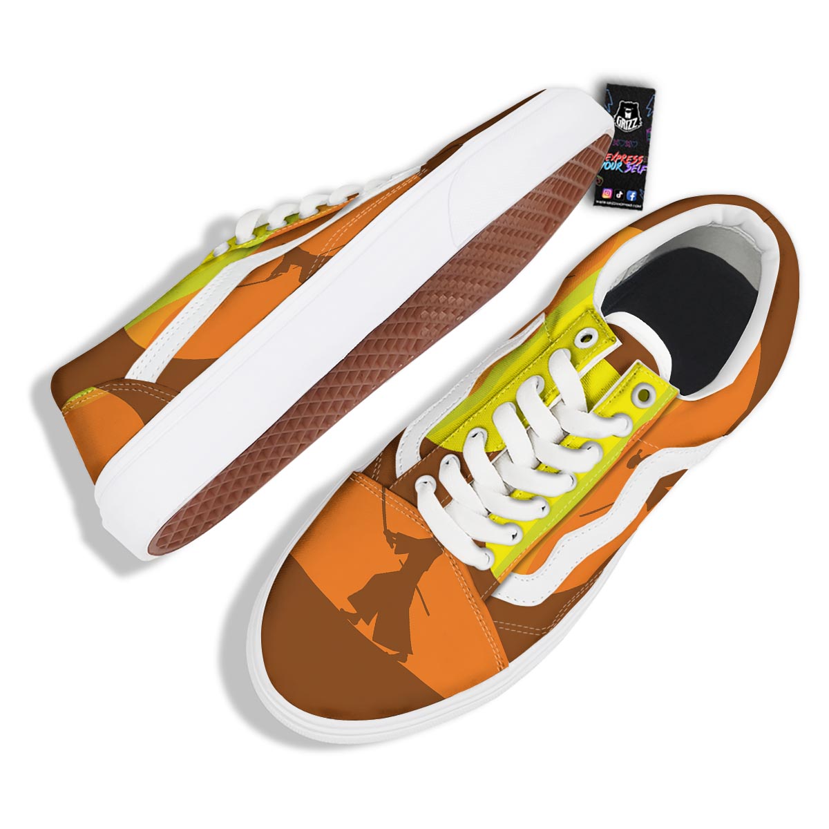 Samurai Sunset Japanese Print Skate Shoes-grizzshop