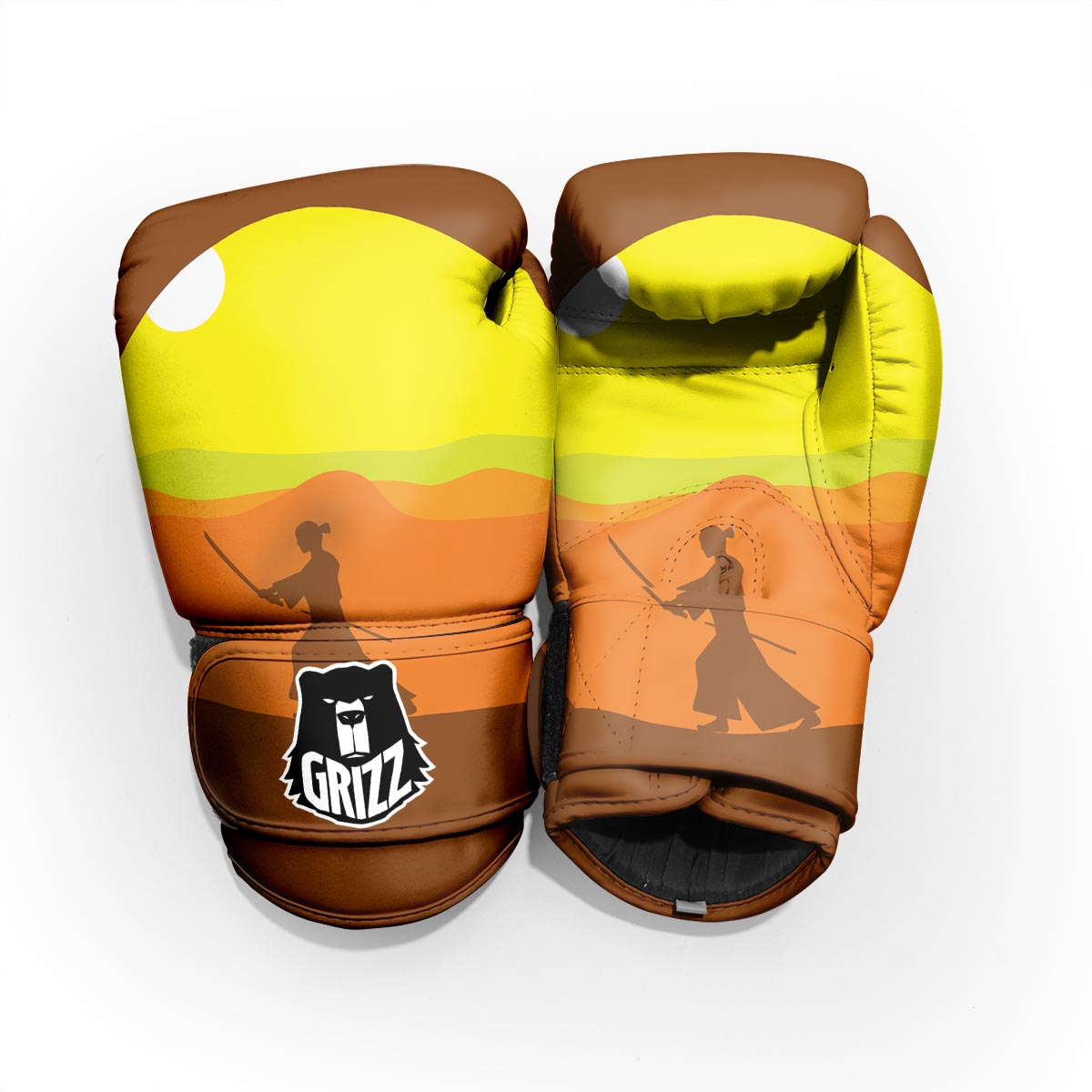 Samurai Sunset Japanese Print Pro Boxing Glove