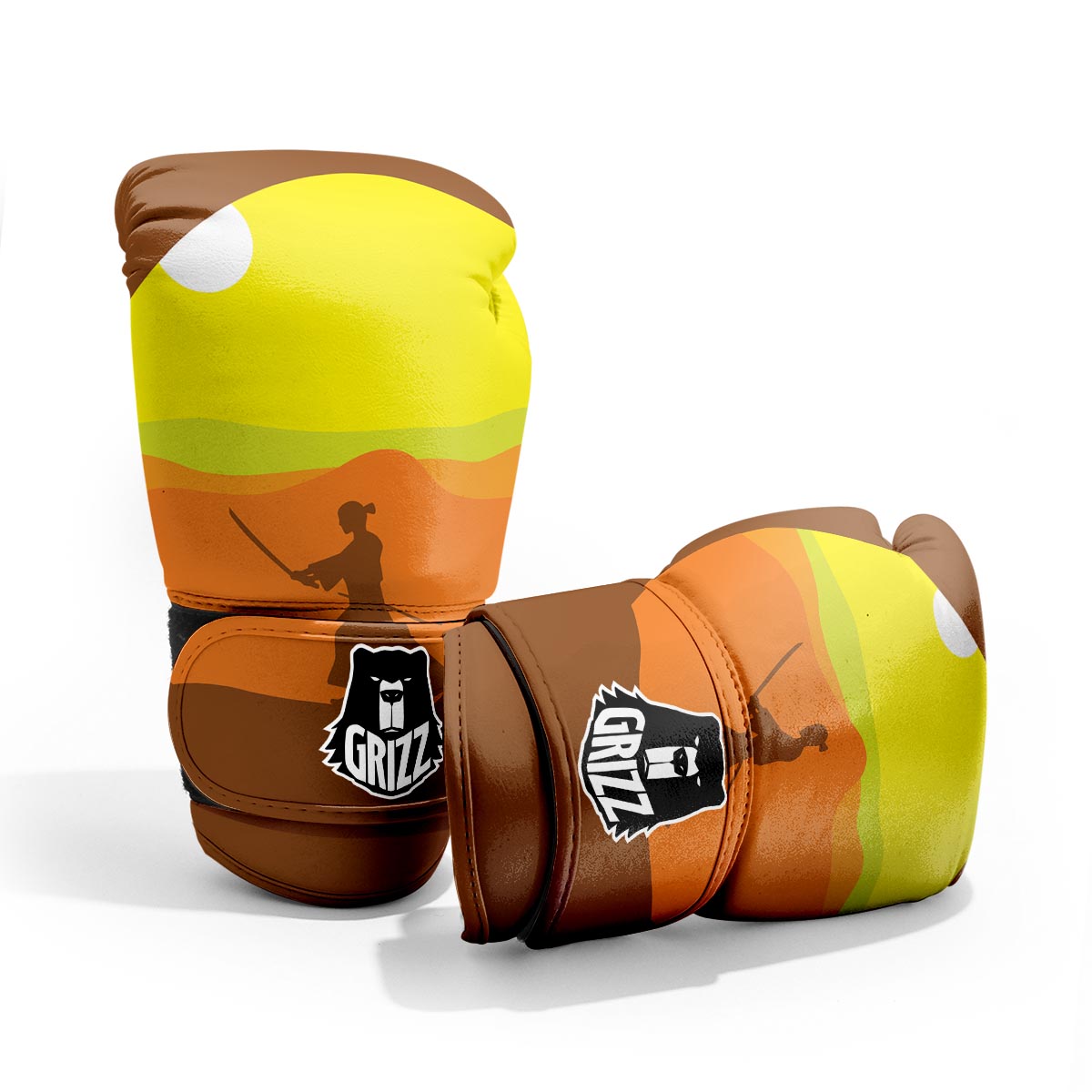 Samurai Sunset Japanese Print Pro Boxing Glove