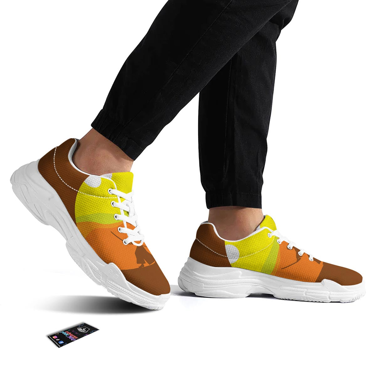 Samurai Sunset Japanese Print White Chunky Shoes-grizzshop
