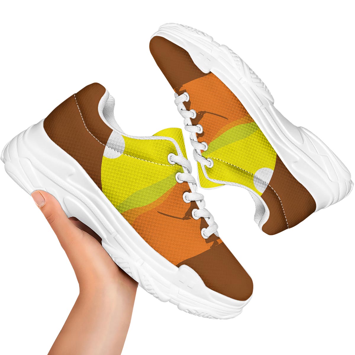 Samurai Sunset Japanese Print White Chunky Shoes-grizzshop