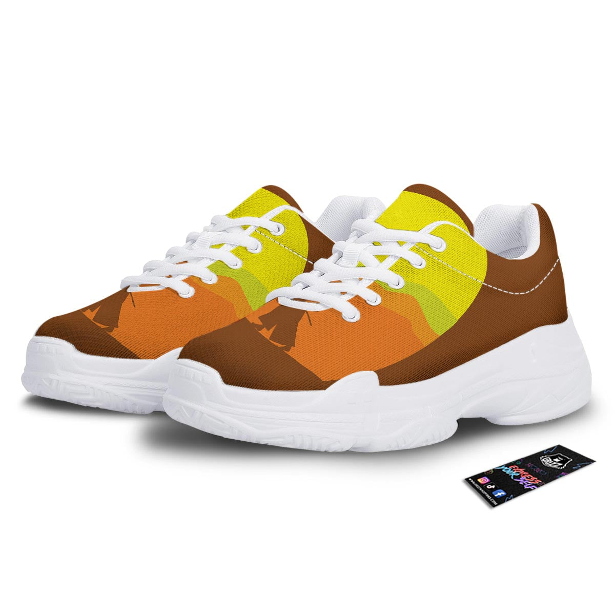 Samurai Sunset Japanese Print White Chunky Shoes-grizzshop