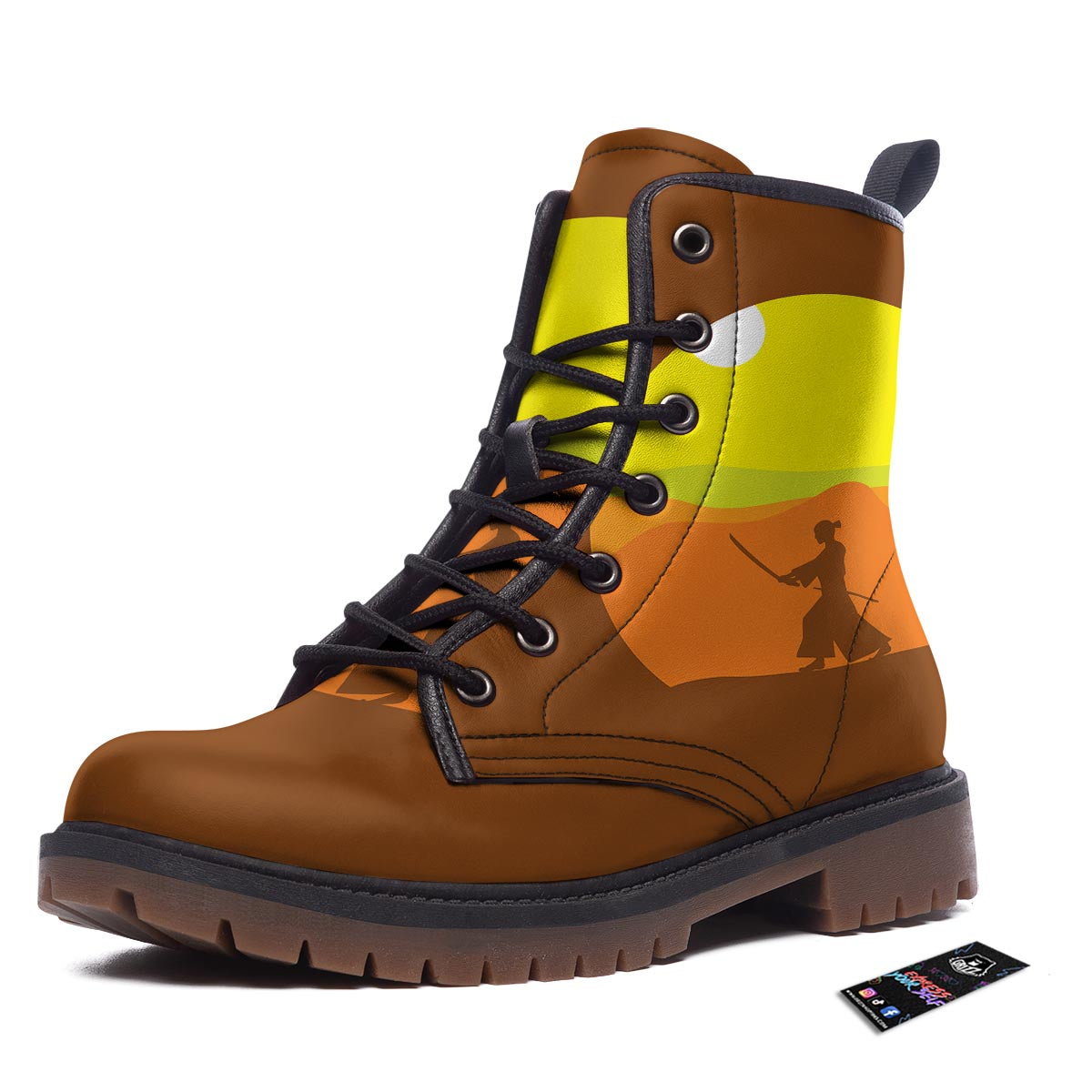 Samurai Sunset Japanese Print Work Boots-grizzshop