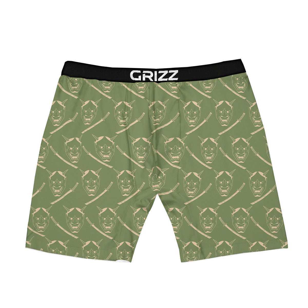 Samurai Warrior Mask Japanese Print Pattern Boxer Briefs-grizzshop