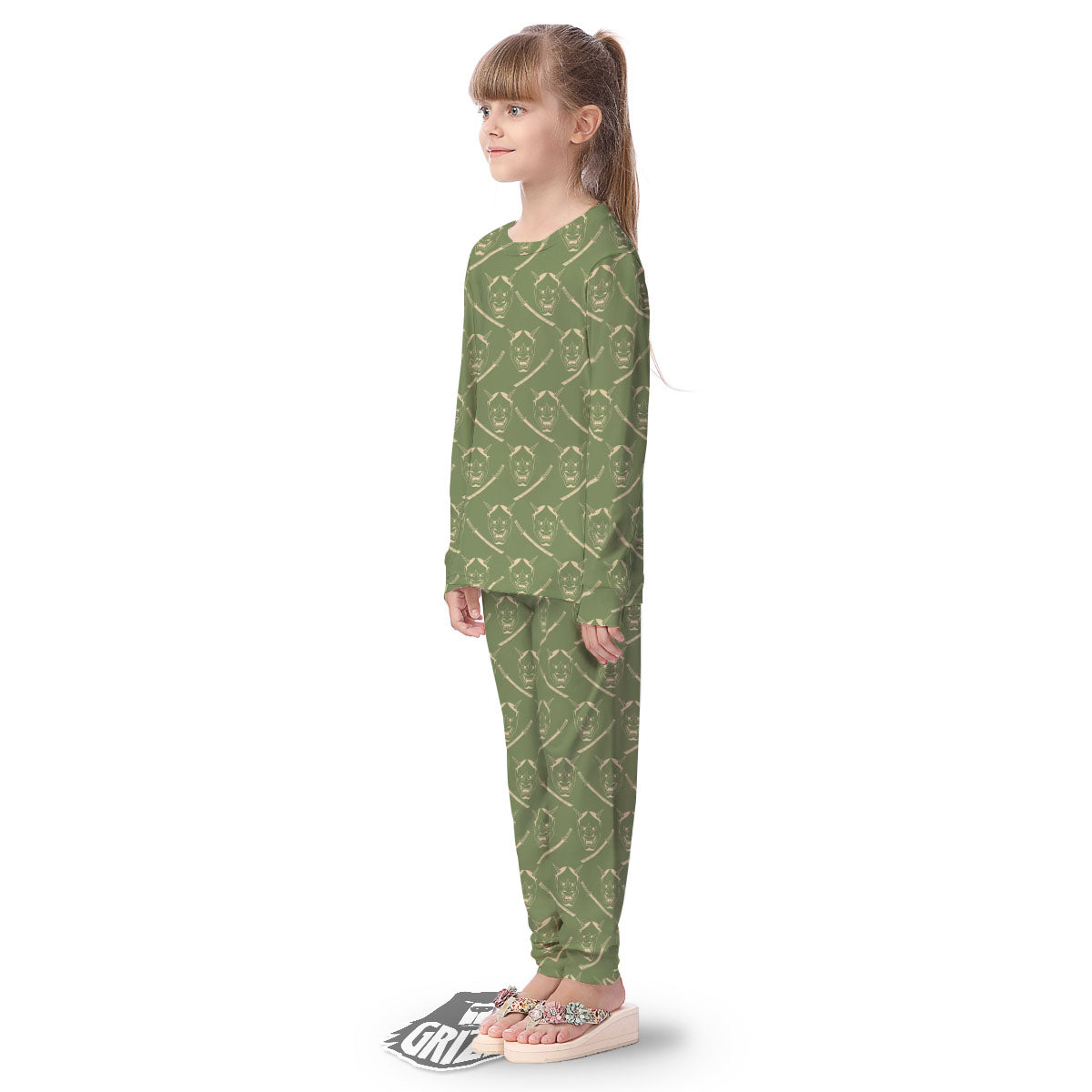 Samurai Warrior Mask Japanese Print Pattern Kid's Pajamas-grizzshop