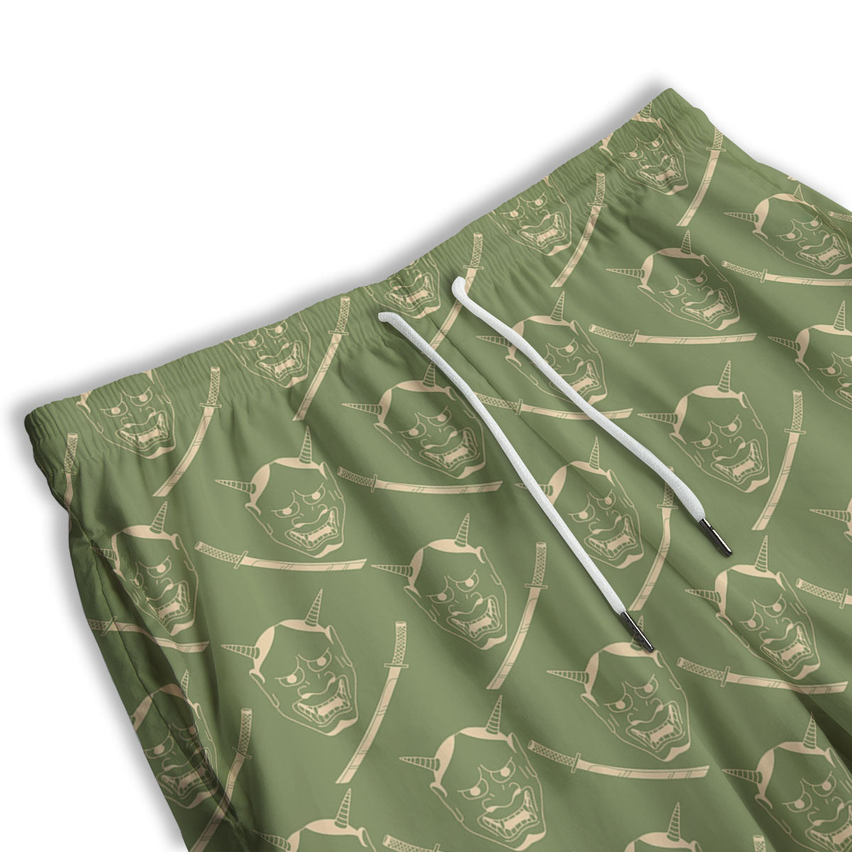 Samurai Warrior Mask Japanese Print Pattern Men's Athletic Shorts