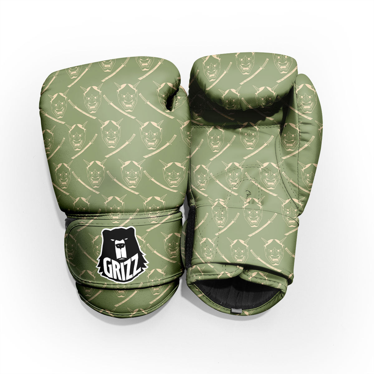 Samurai Warrior Mask Japanese Print Pattern Pro Boxing Glove