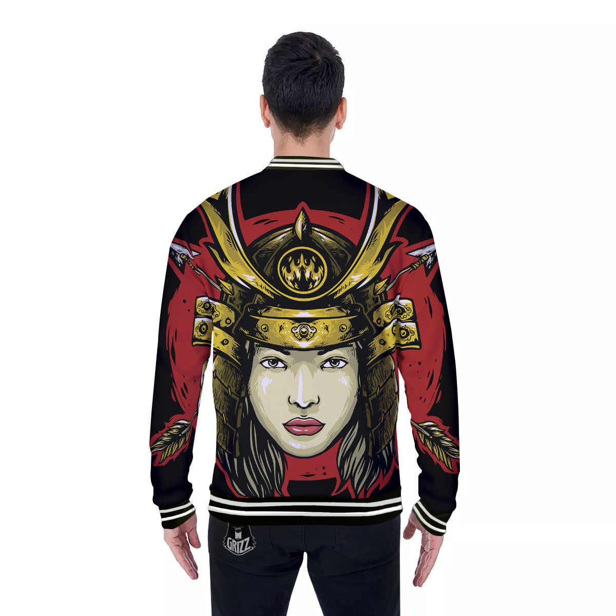 Samurai Woman Japanese Print Baseball Jacket-grizzshop