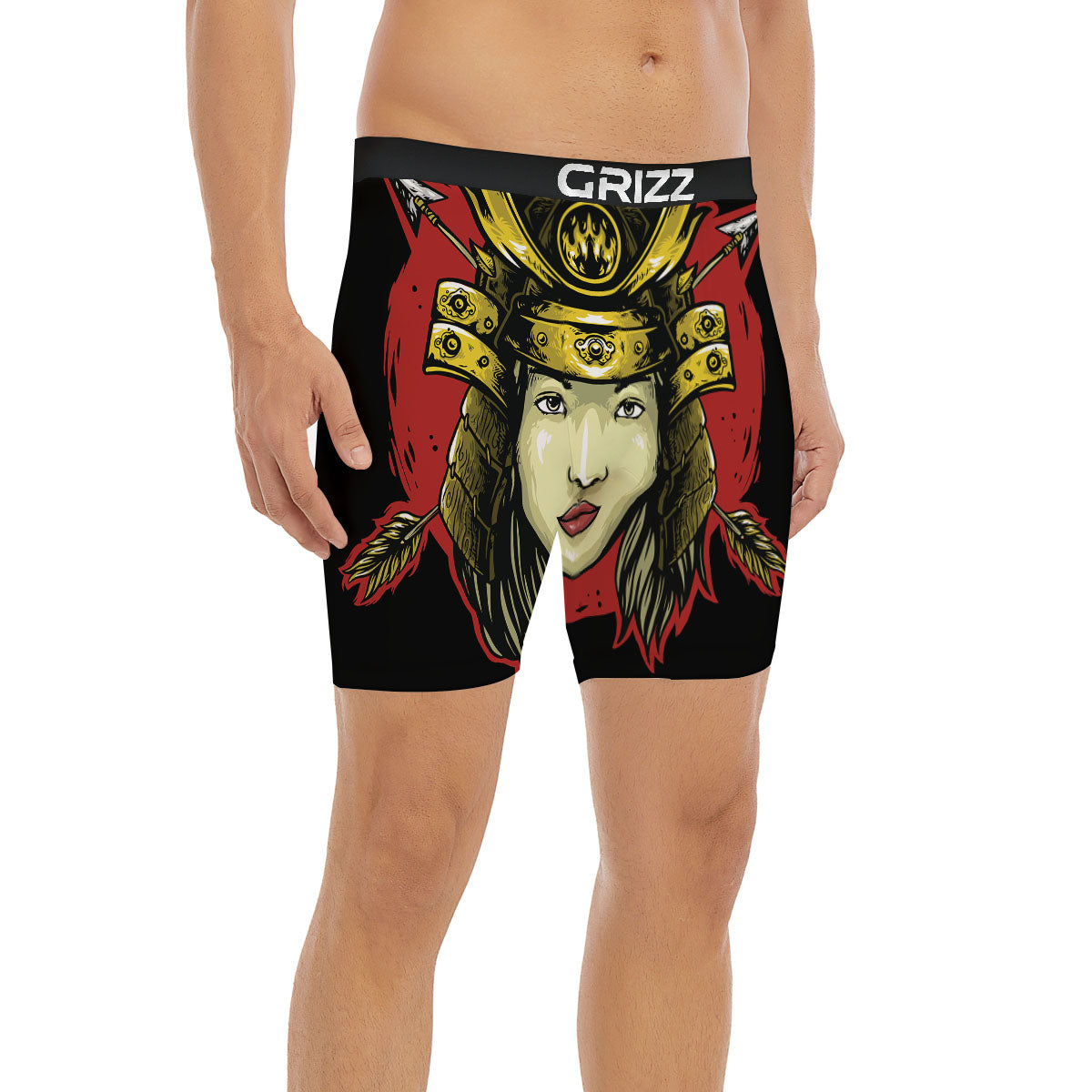 Samurai Woman Japanese Print Boxer Briefs-grizzshop