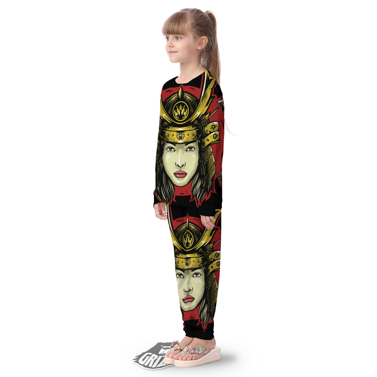 Samurai Woman Japanese Print Kid's Pajamas-grizzshop