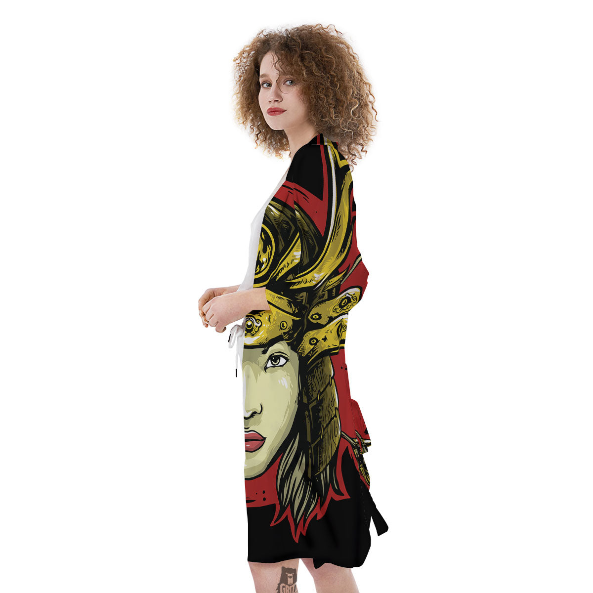 Samurai Woman Japanese Print Kimono-grizzshop