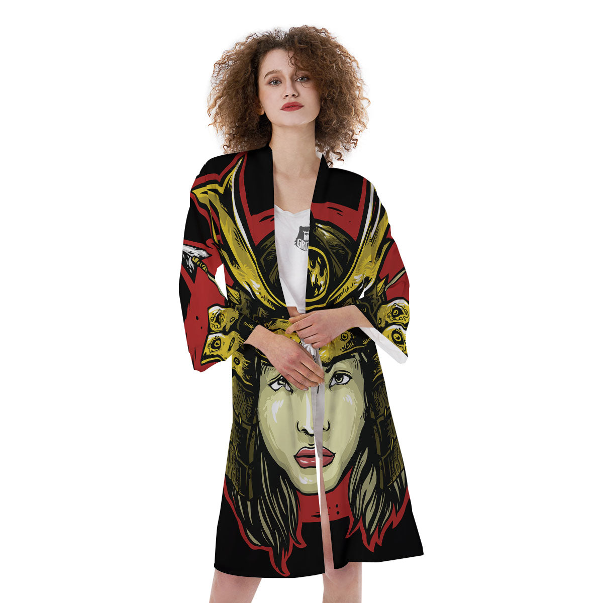 Samurai Woman Japanese Print Kimono-grizzshop