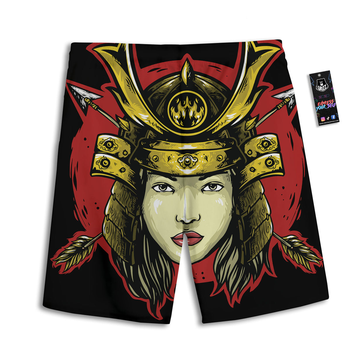 Samurai Woman Japanese Print Men's Athletic Shorts
