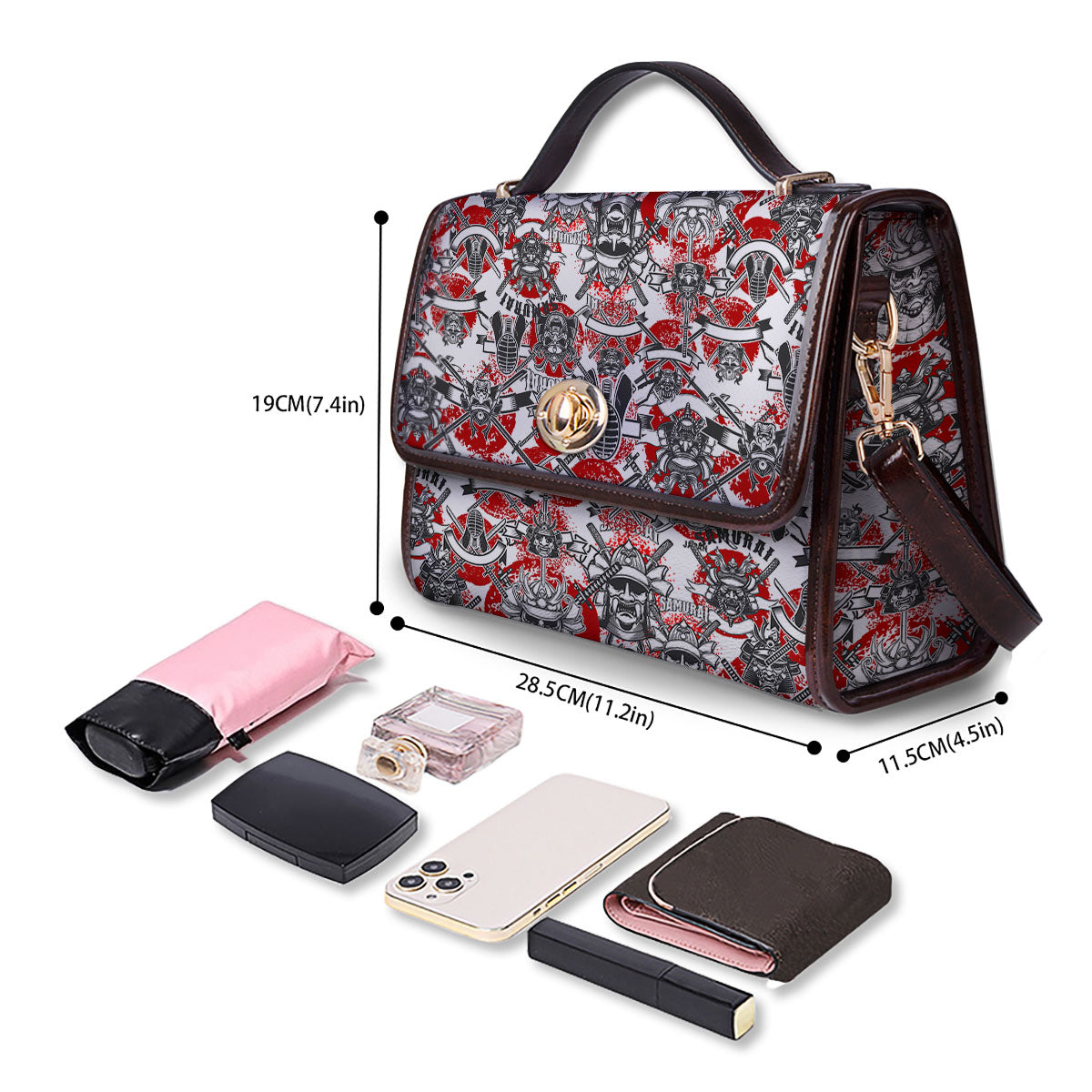 Samurai Japanese Print Pattern Women's Satchel Bag