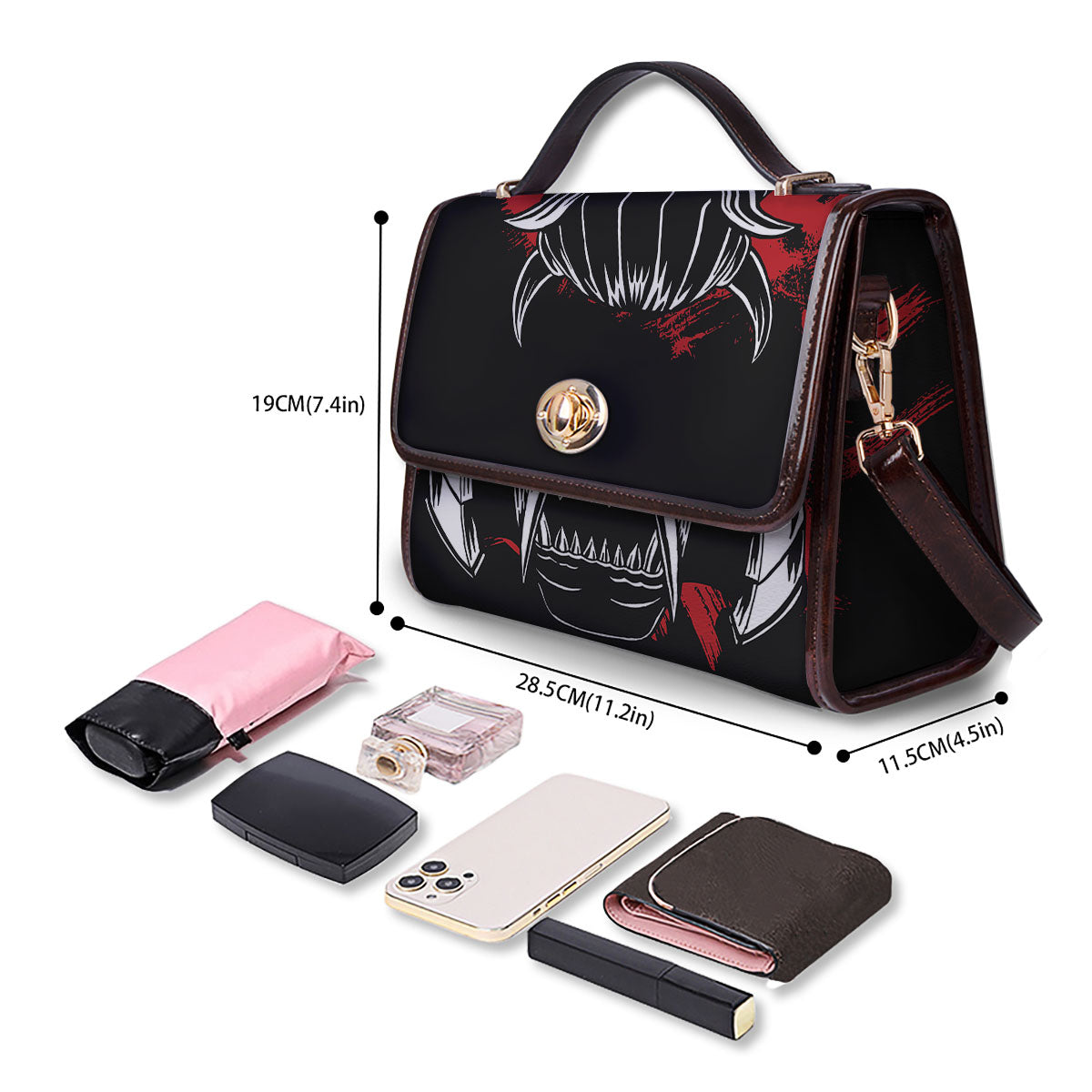 Samurai Mask Old Japanese Print Women's Satchel Bag