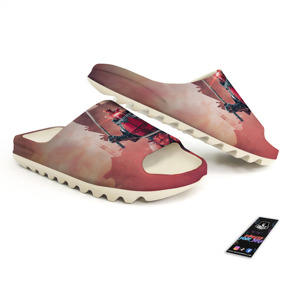Samurai Robot Print Sandals-grizzshop