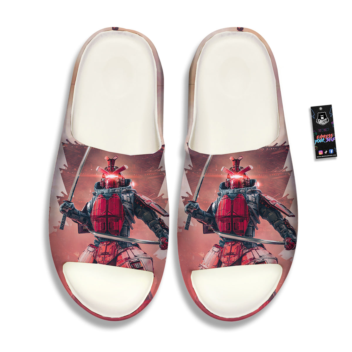 Samurai Robot Print Sandals-grizzshop