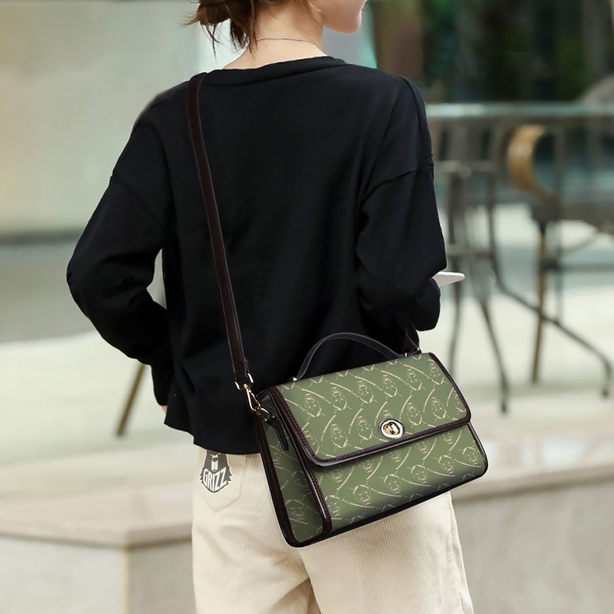 Samurai Warrior Mask Japanese Print Pattern Women's Satchel Bag