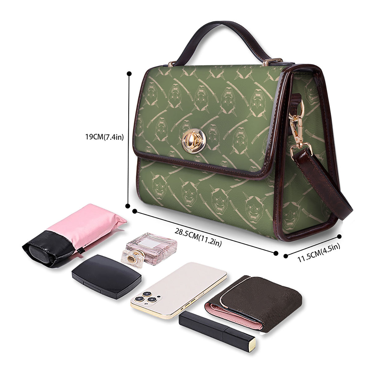 Samurai Warrior Mask Japanese Print Pattern Women's Satchel Bag